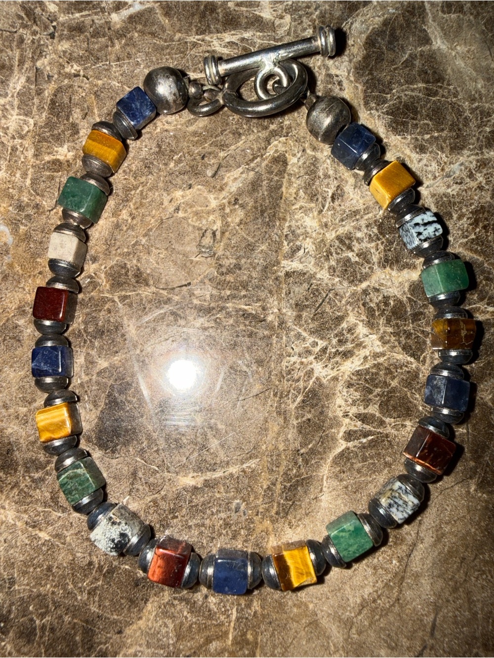 Silpada 925 Sterling Silver Multi Stone Cube Bracelet